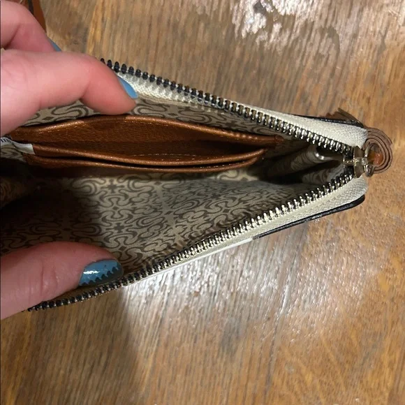 Cowhide Print Wristlet Card Holder - Brown & White - Picture 4 of 5